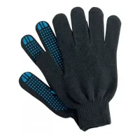 Перчатки х/б 10 кл. 5-нитка с ПВХ черные (ЛЮКС)