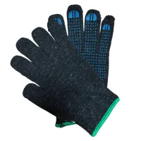 Перчатки х/б 7.5 кл 6-нитка с ПВХ черные полушерстяные