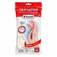 Перчатки латексные 90 гр р-р M ПВХ (цветные) Komfi эластичные суперпрочные (12/72)