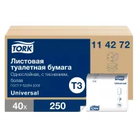 Бумага туалетная TORK универсал листовая 1 слой 250 листов 114272 Бумага туалетная TORK универсал листовая 1 слой 250 листов 114272