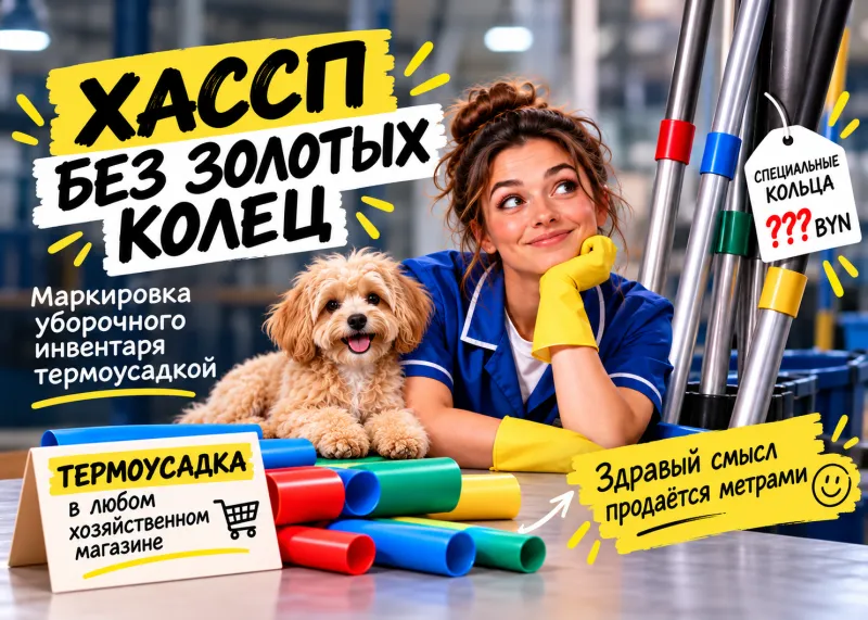 ХАССП без золотых колец: как промаркировать уборочный инвентарь термоусадкой и не переплатить