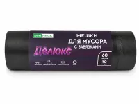 Мешки для мусора 60л ПНД 10шт 35мкм с завязками MIRPACK deluxe