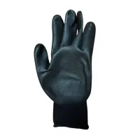 Перчатки из ЧЕРНОГО полиэстра с черным ПУ покрытием р-р 10