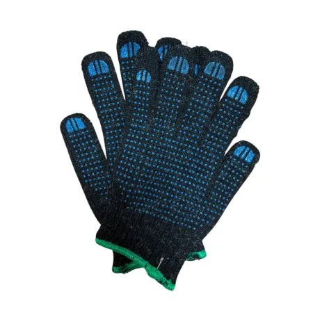 Перчатки х/б 7.5 кл 6-нитка с ПВХ черные полушерстяные