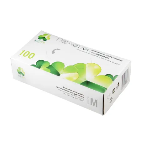 Перчатки виниловые универсального назначения KLEVER р-р M 100 шт/упак