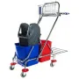 Тележка уборочная двухведерная 2*17л (металл) с отжимом и корзиной и креплением для мешка