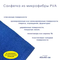 Салфетка микрофибра 40х40 см прорезиненная ПВА синяя Салфетка микрофибра 40х40 см прорезиненная ПВА синяя