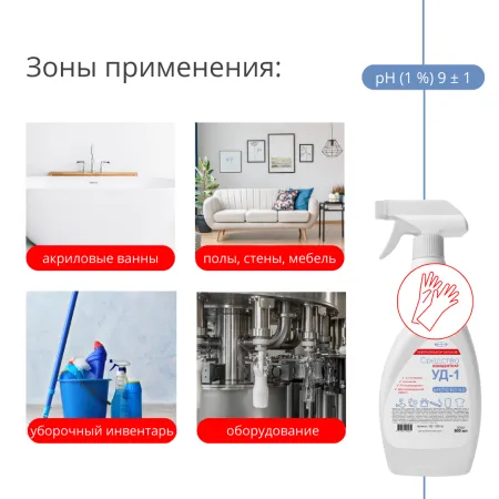Универсальный нейтральный моющий концентрат с дез. эффектом УД-1, 500 мл