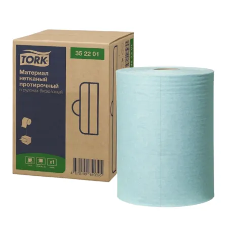 Нетканый протирочный материал Tork в рулонах бирюзовый 352201