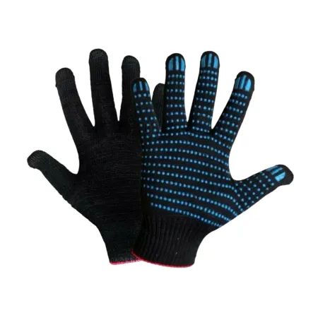 Перчатки х/б 10 кл 6 нитка с ПВХ черные