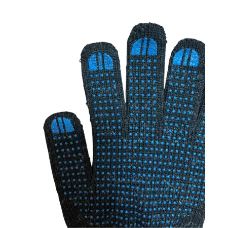 Перчатки х/б 7.5 кл 6-нитка с ПВХ черные полушерстяные