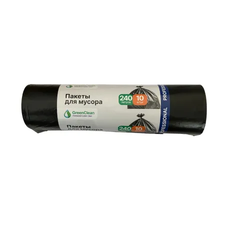 Мешки д/мусора 240л ПВД 10шт GREENCLEAN PROFESSIONAL 85*120 30мкм черные (14 рул/кор)