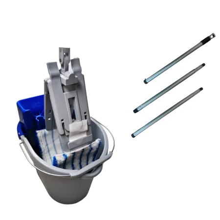 Комплект для ручной мойки пола МИНИ: ведро 10л, отжим, держатель мопа КВАТТРО 40см с резьбой, моп двухсторонний микроволокно, рукоятка 120см