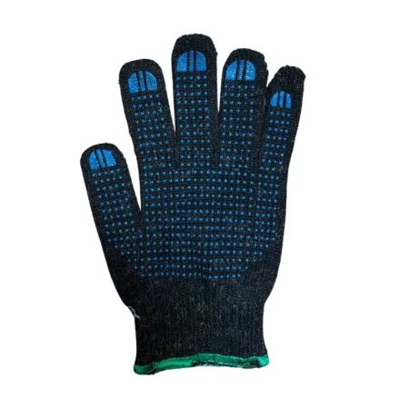 Перчатки х/б 7.5 кл 6-нитка с ПВХ черные полушерстяные
