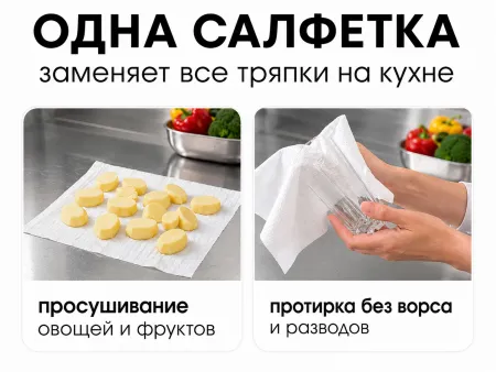 Материал(салфетка) нетканый протирочный для кухни 35*41см, 80г/м2, 76 лист/упак
