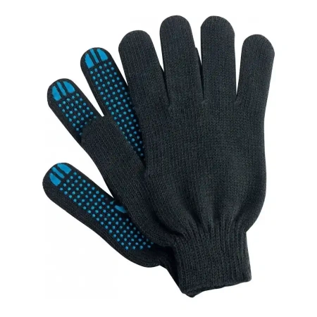 Перчатки х/б 10 кл. 5-нитка с ПВХ черные (ЛЮКС)