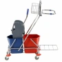 Тележка уборочная двухведерная 2*17л (металл) с отжимом и корзиной и креплением для мешка